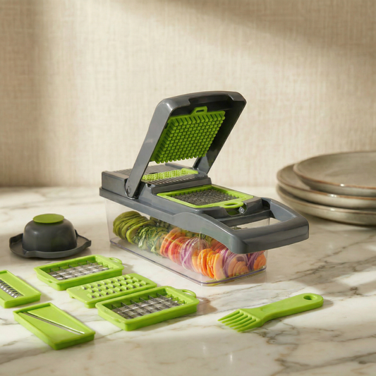 Picadora de Verduras 15 en 1 Chefsitos | Utensilio de cocina multifuncional con caja de almacenamiento